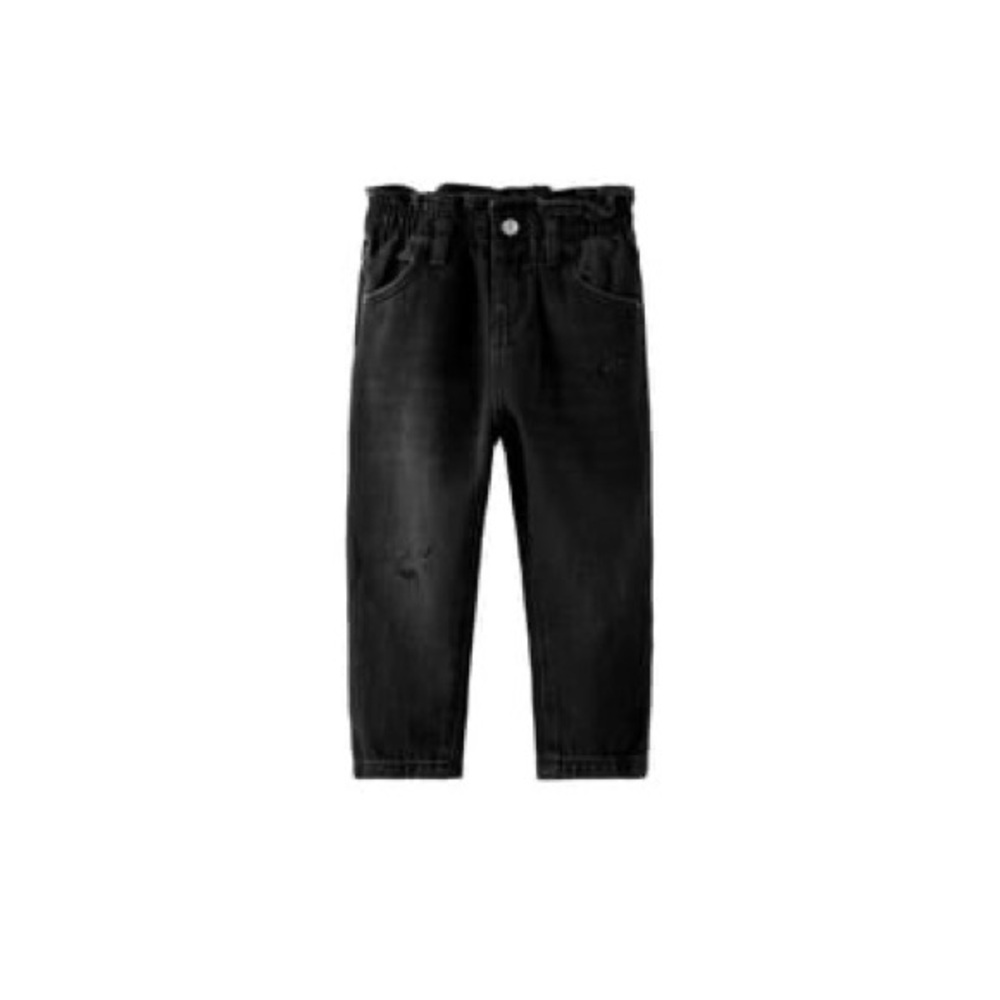 Zara Girls Black Paperbag Ripped Baggy Jeans -‎ 5-6T